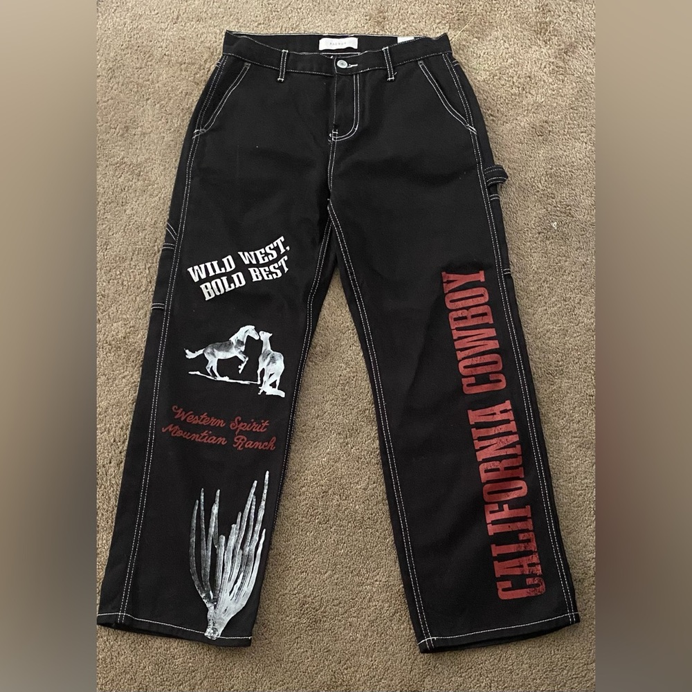 PacSun Black and Red Graphic Jeans